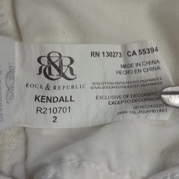 Rock & Republic Kendall White Denim Slim Jeans Size 2 - Picture 8 of 10